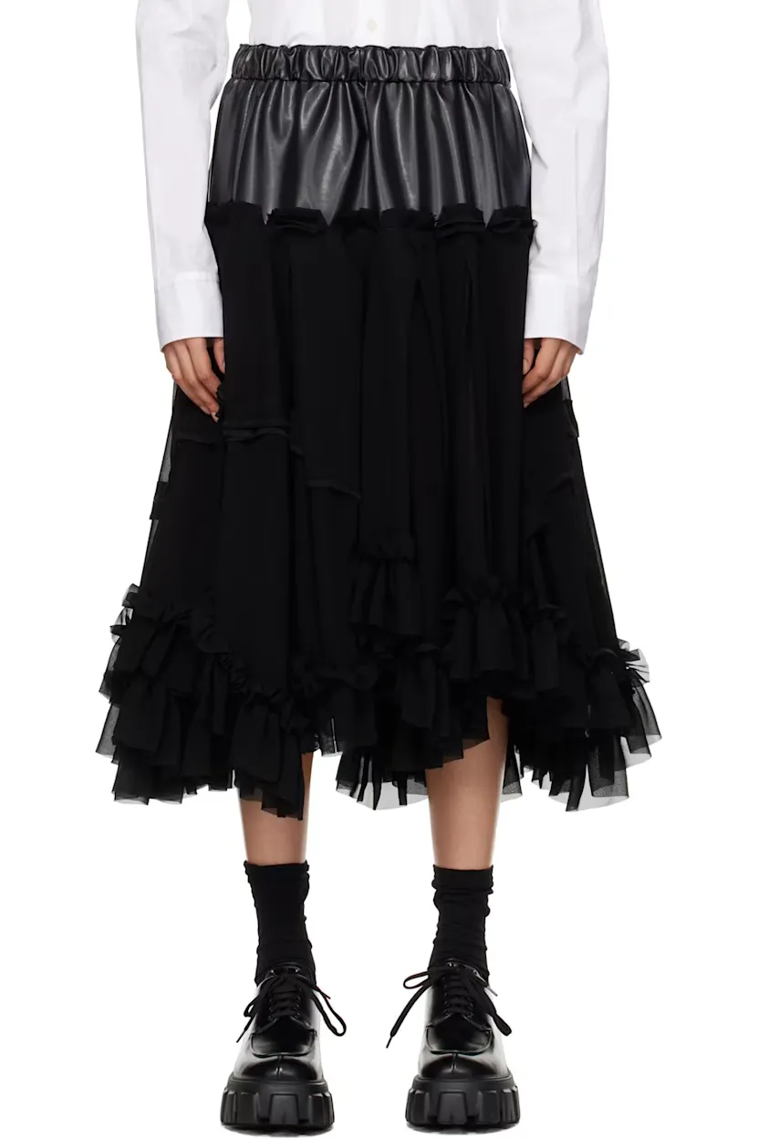 Comme-des-Garcons-Black-Georgette-Faux-Leather-Midi-Skirt.webp